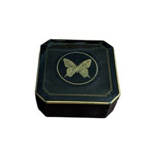Square Black Lacquer Gold Butterfly 3 Coasters Holder Box Otagiri Papillon Japan
